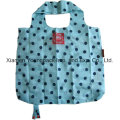 Polka Dots Promotional Custom Reusable 190t Nylon Foldable Shopping Tote Bag